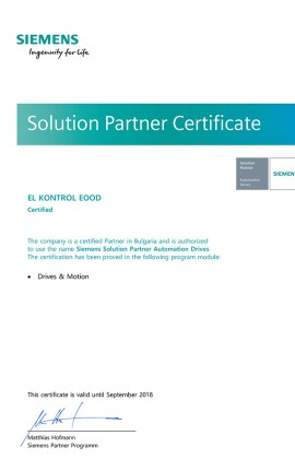 5 El Kontrol 2018 partner certificate
